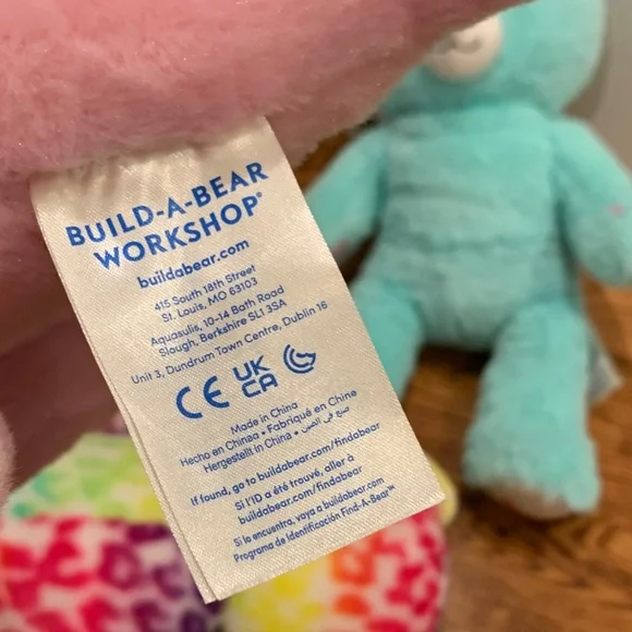 Build a Bear Bears Axolotl Turquoise, Rainbow, and Pink Stuffed Animal Set - Picture 4 of 7